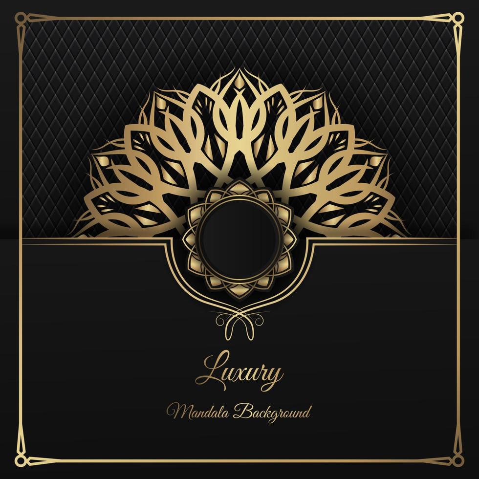 luxury black background, with gold mandala decoration vector