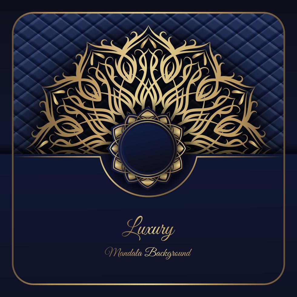 blue luxury background, with gold mandala decoration vector