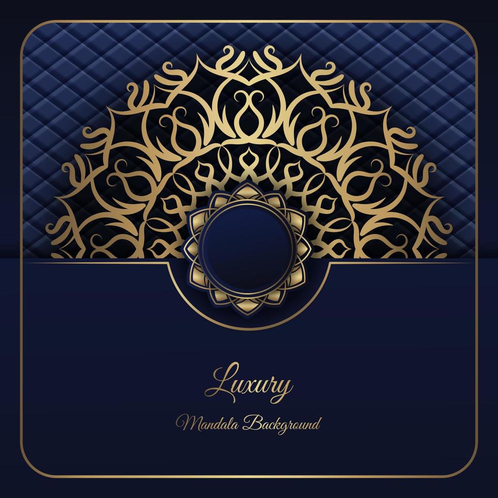 blue luxury background, with gold mandala decoration vector
