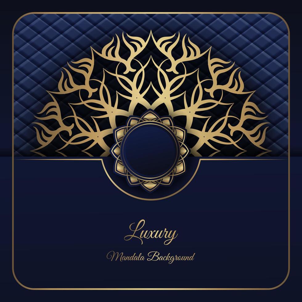 blue luxury background, with gold mandala decoration vector