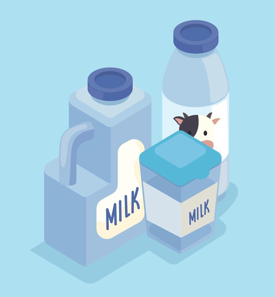 milk bottle and pot vector