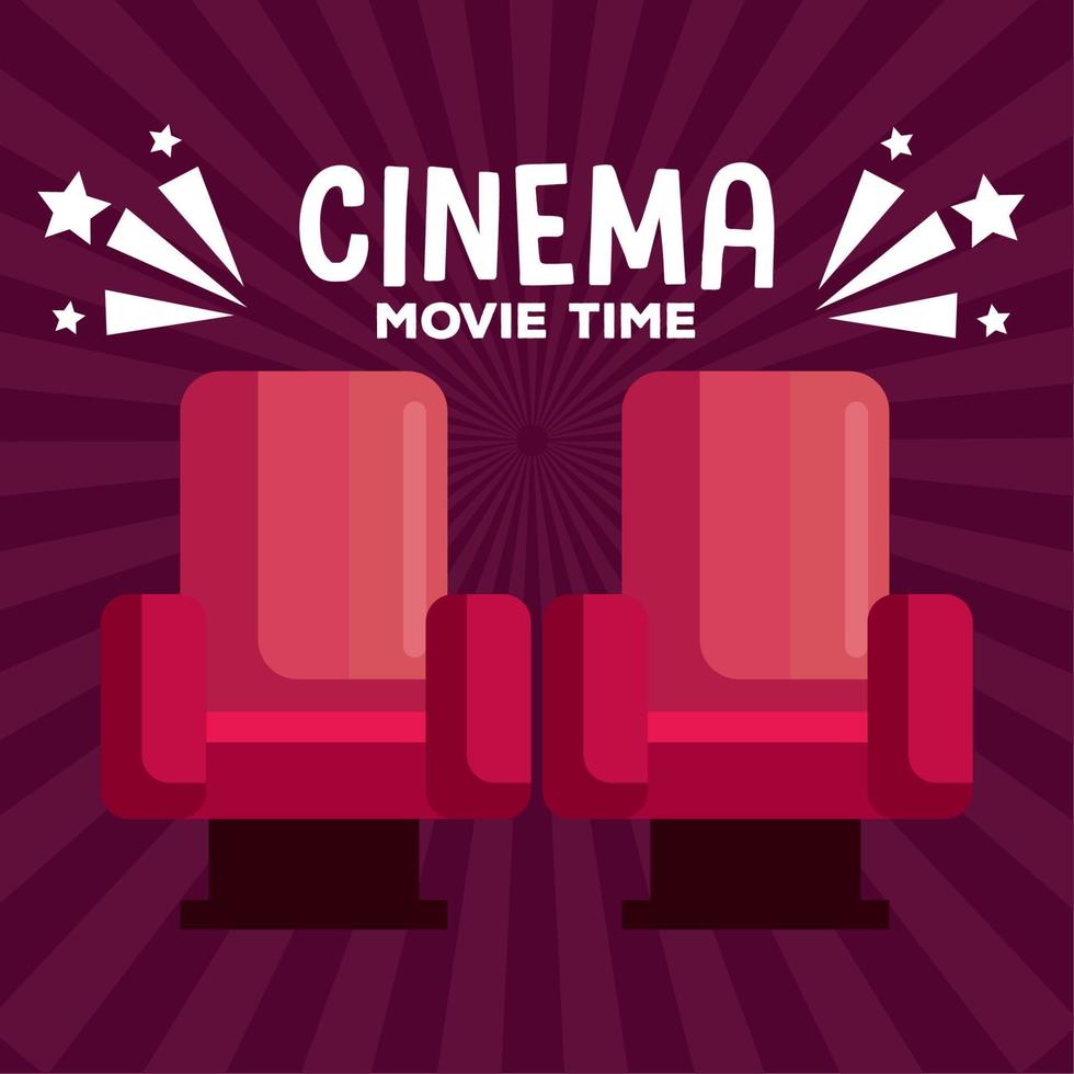 movie time lettering with chairs vector