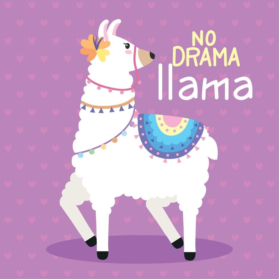 no drama , llama lettering vector