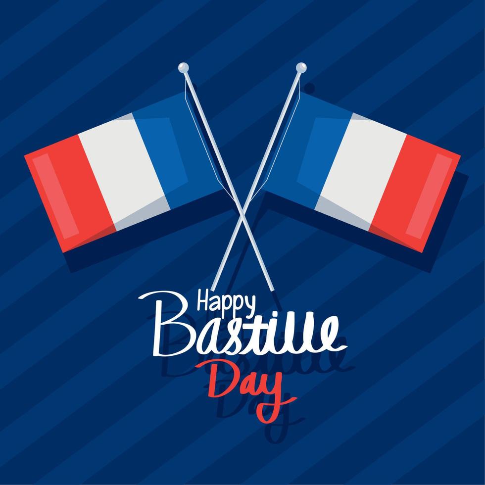 happy bastille day postcard vector