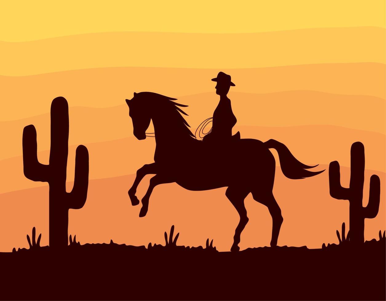 desert with cowboy vector