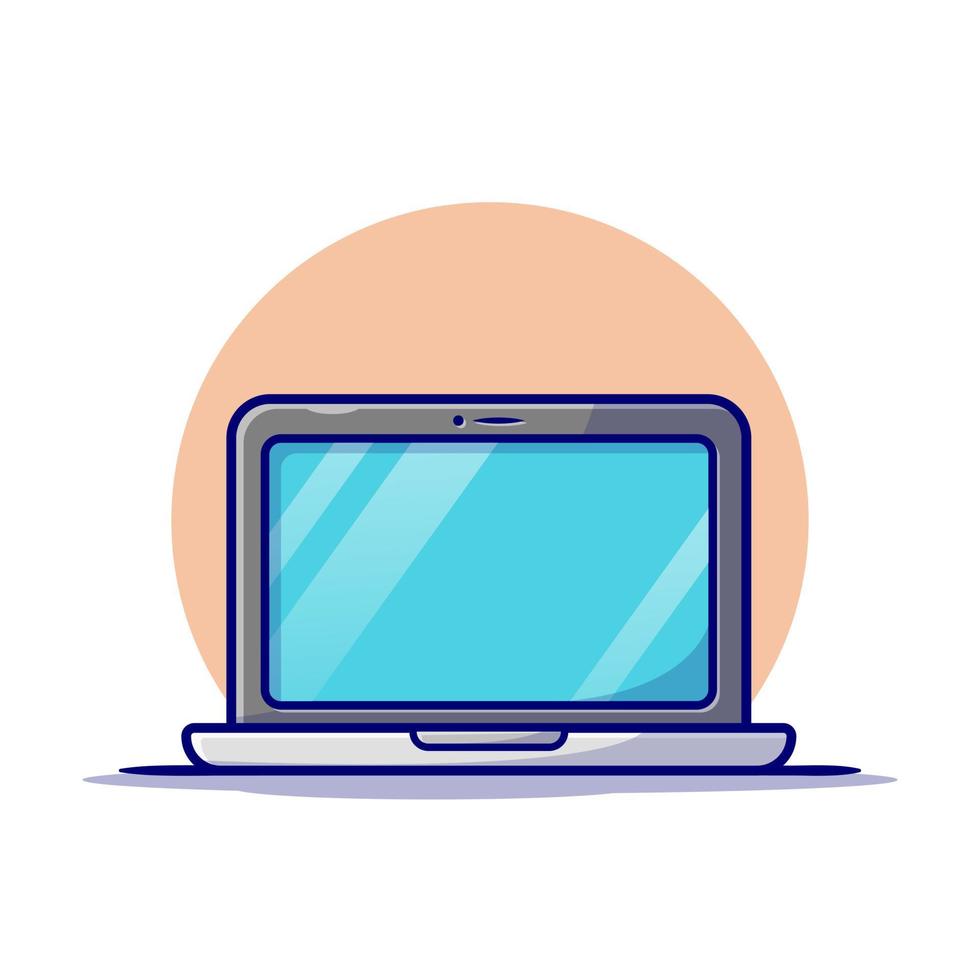 Laptop Cartoon Vector Icon Illustration. Technology Object  Icon Concept Isolated Premium Vector. Flat Cartoon Style