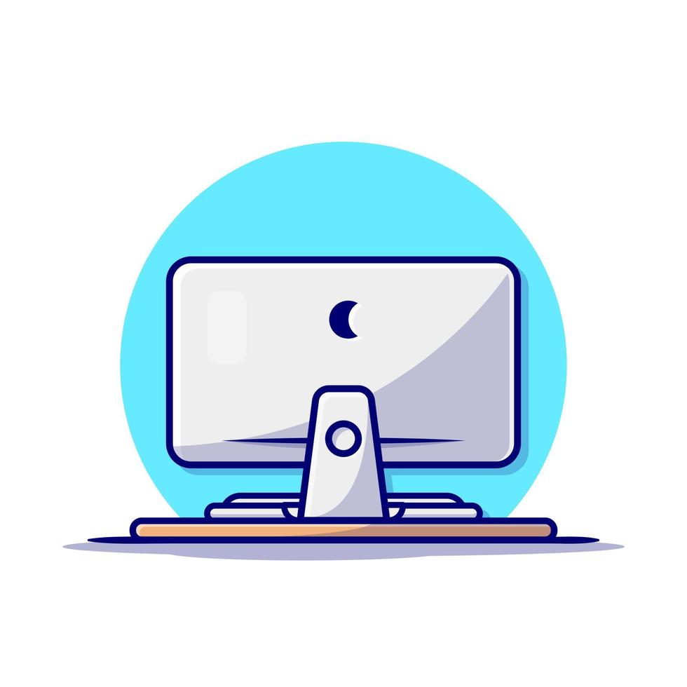 Computer Dekstop Monitor With Mouse Cartoon Vector Icon  Illustration. Technology Object Icon Concept Isolated  Premium Vector. Flat Cartoon Style