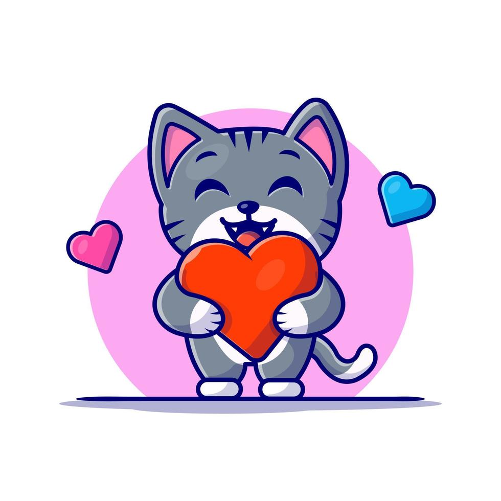 Cute Cat Holding Love Heart Cartoon Vector Icon Illustration. Animal ...