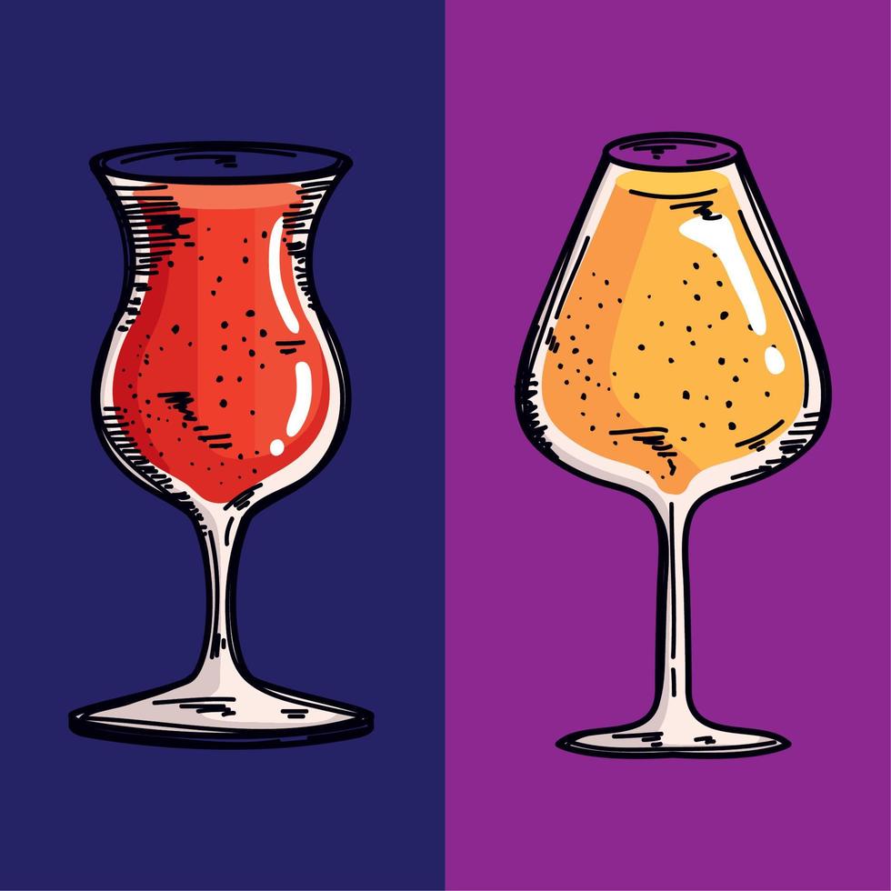 red and yellow cocktails vector