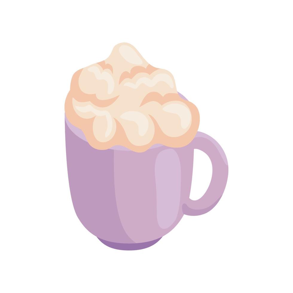 pink coffee cup with foam vector