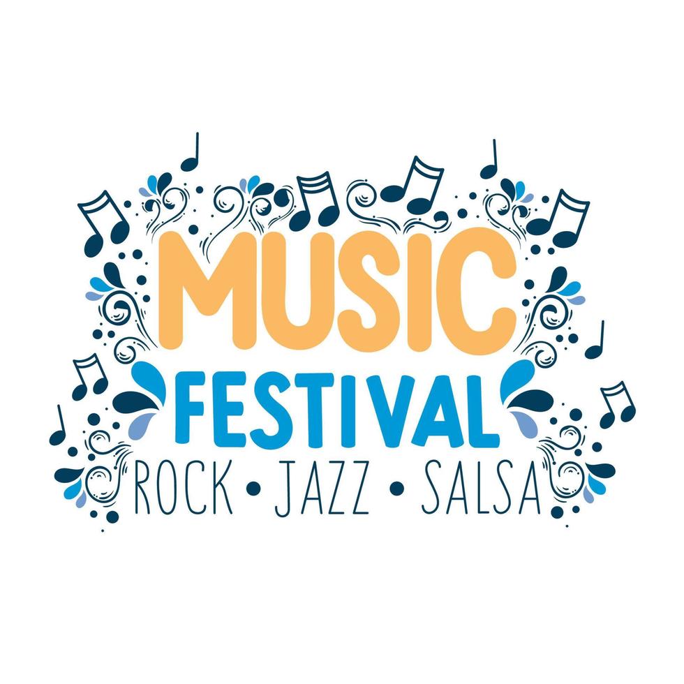 music festival lettering template vector