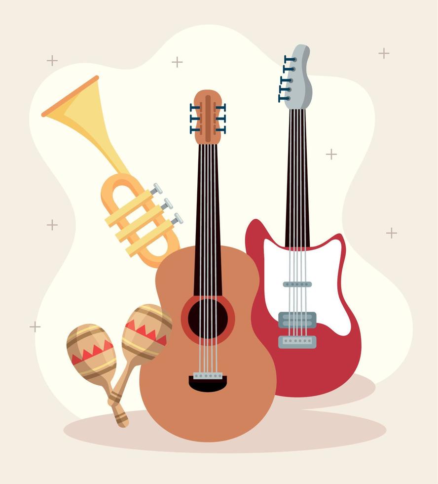 four musical instruments vector