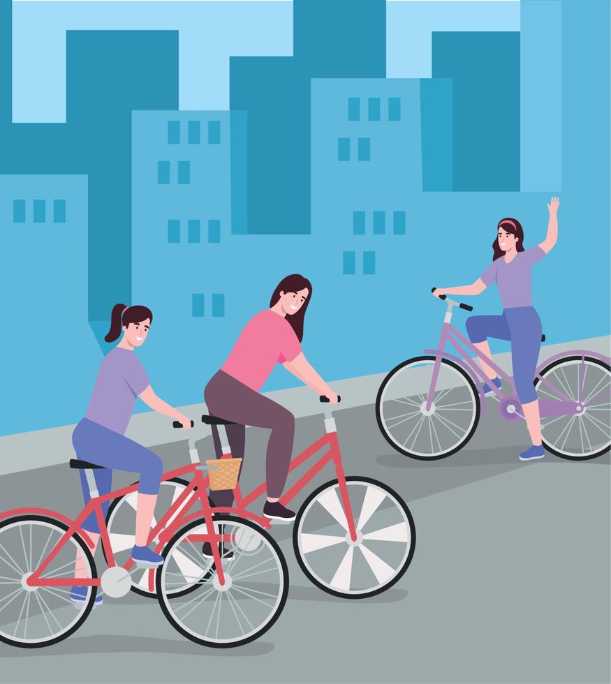 ciclistas en la ciudad vector