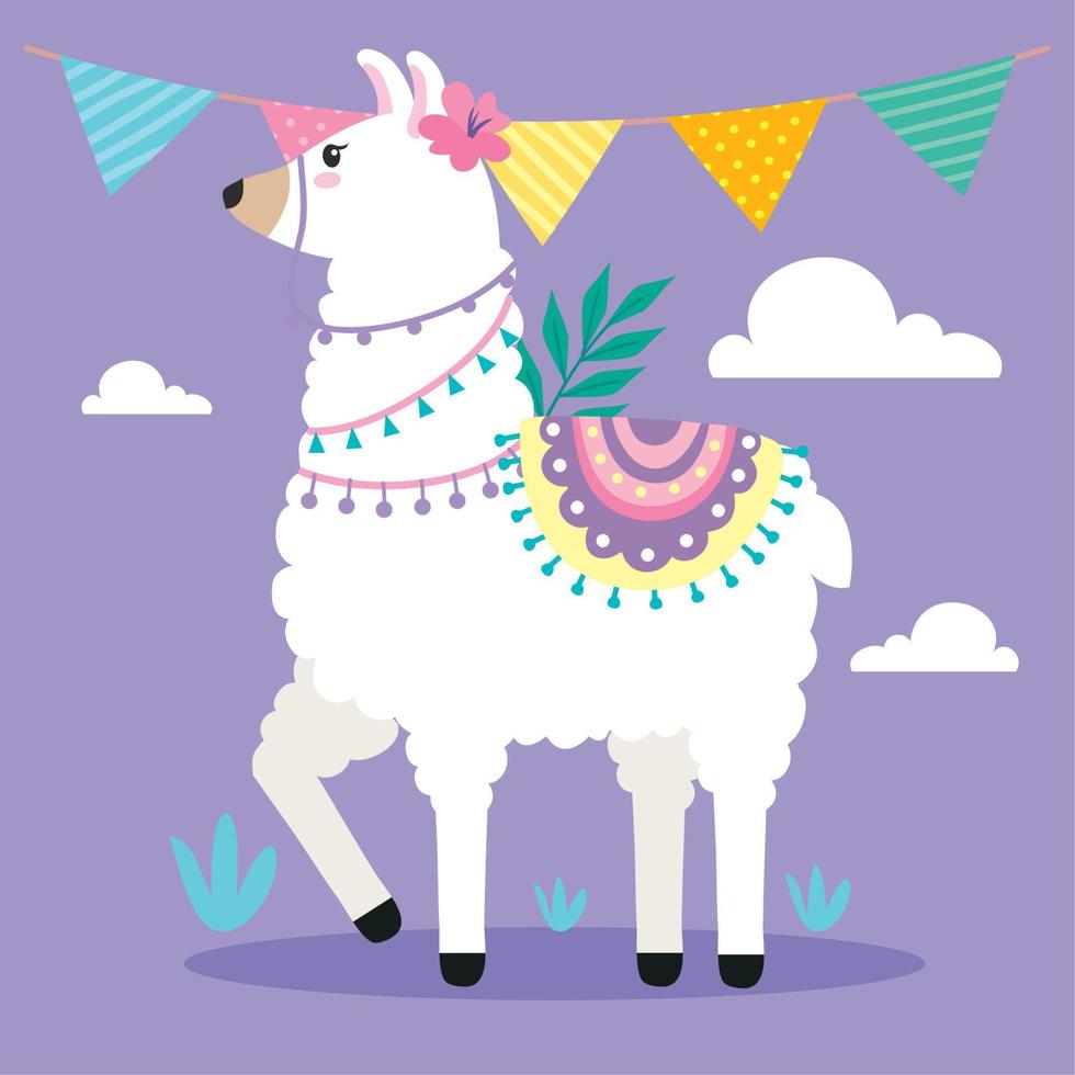 llama and garlands vector