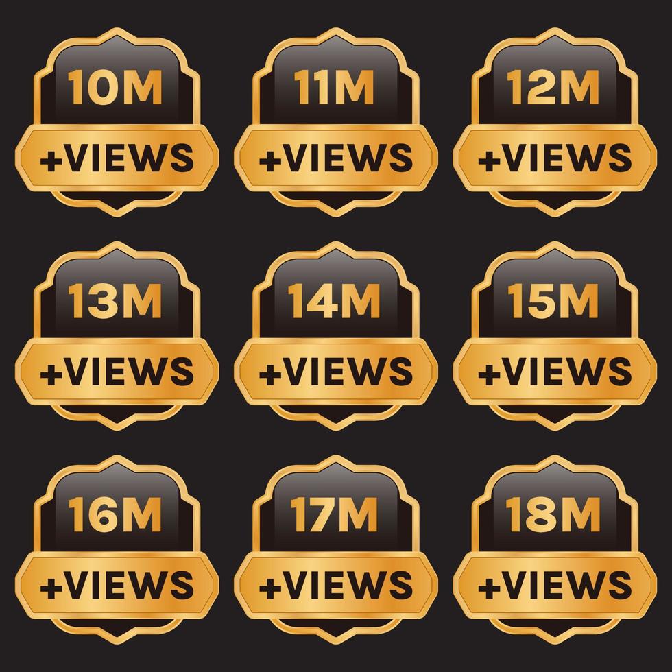 10 million views to 18 million plus views celebration background design set vector, 10m plus views thank you vector