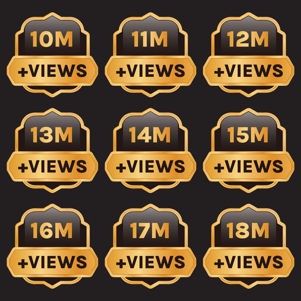 10 millones de vistas a más de 18 millones de vistas diseño de fondo de celebración conjunto vector, más de 10 millones de vistas gracias vector