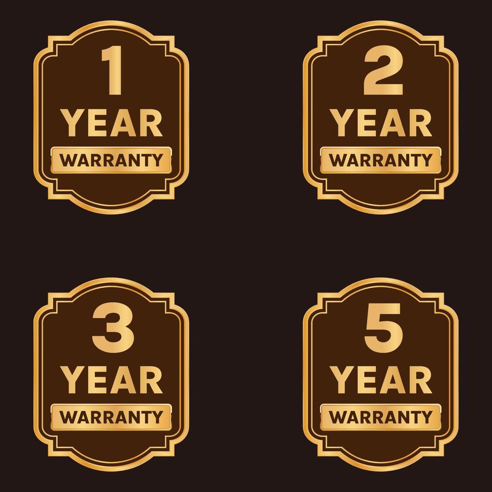 golden Warranty label set 1 year warranty to 5 years warranty badge set vector