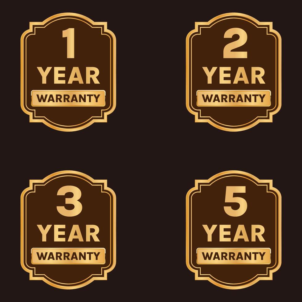 golden Warranty label set 1 year warranty to 5 years warranty badge set vector