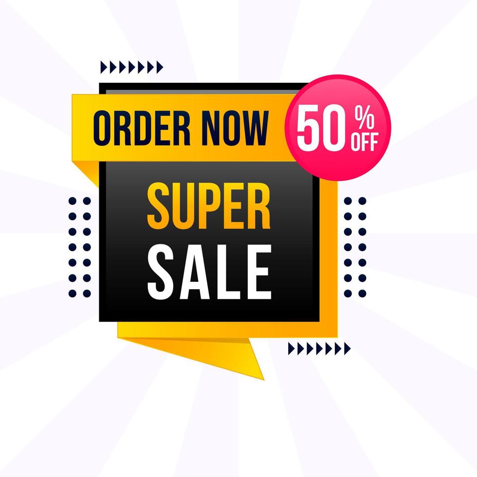 super sale banner up to 50 off order now label vector