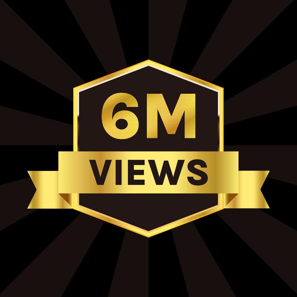 6 million views or 6m views celebration background design vector