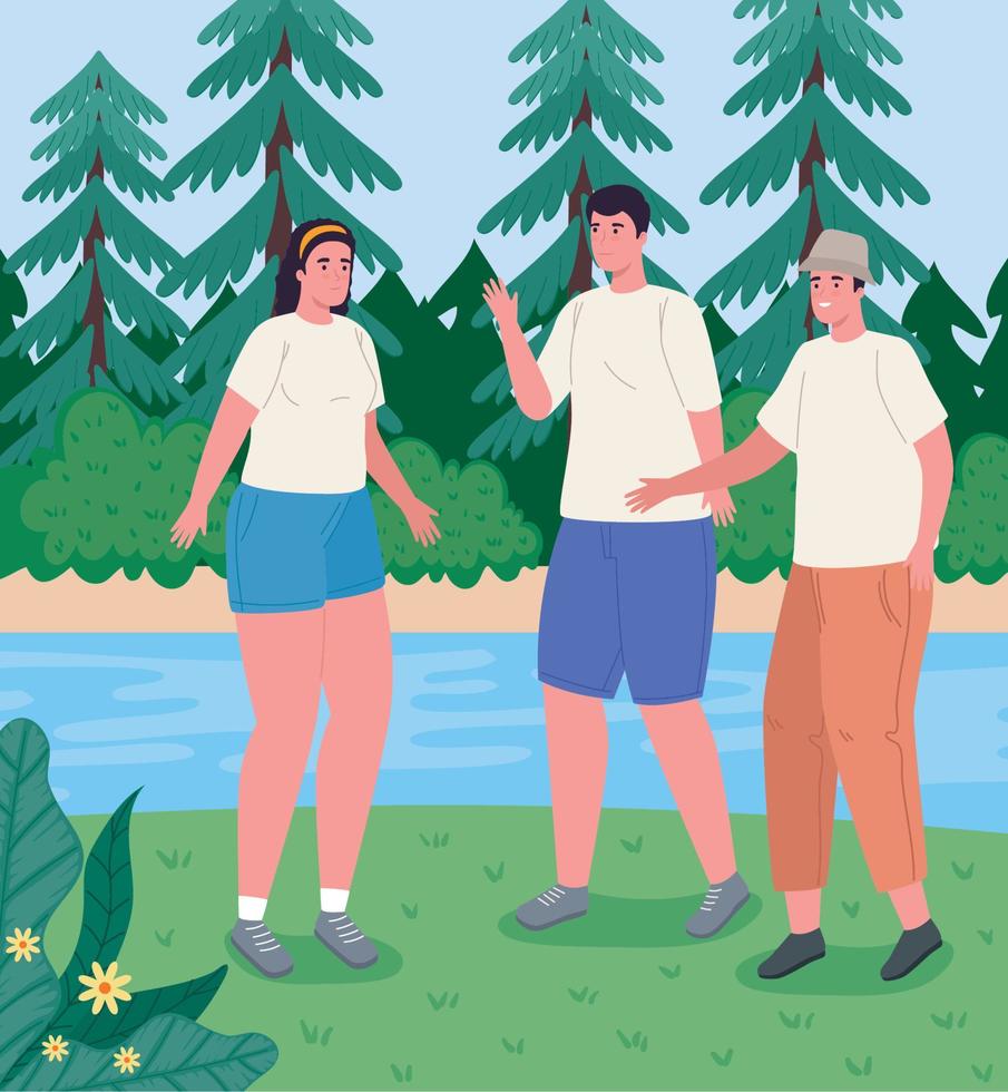 people in the lake vector