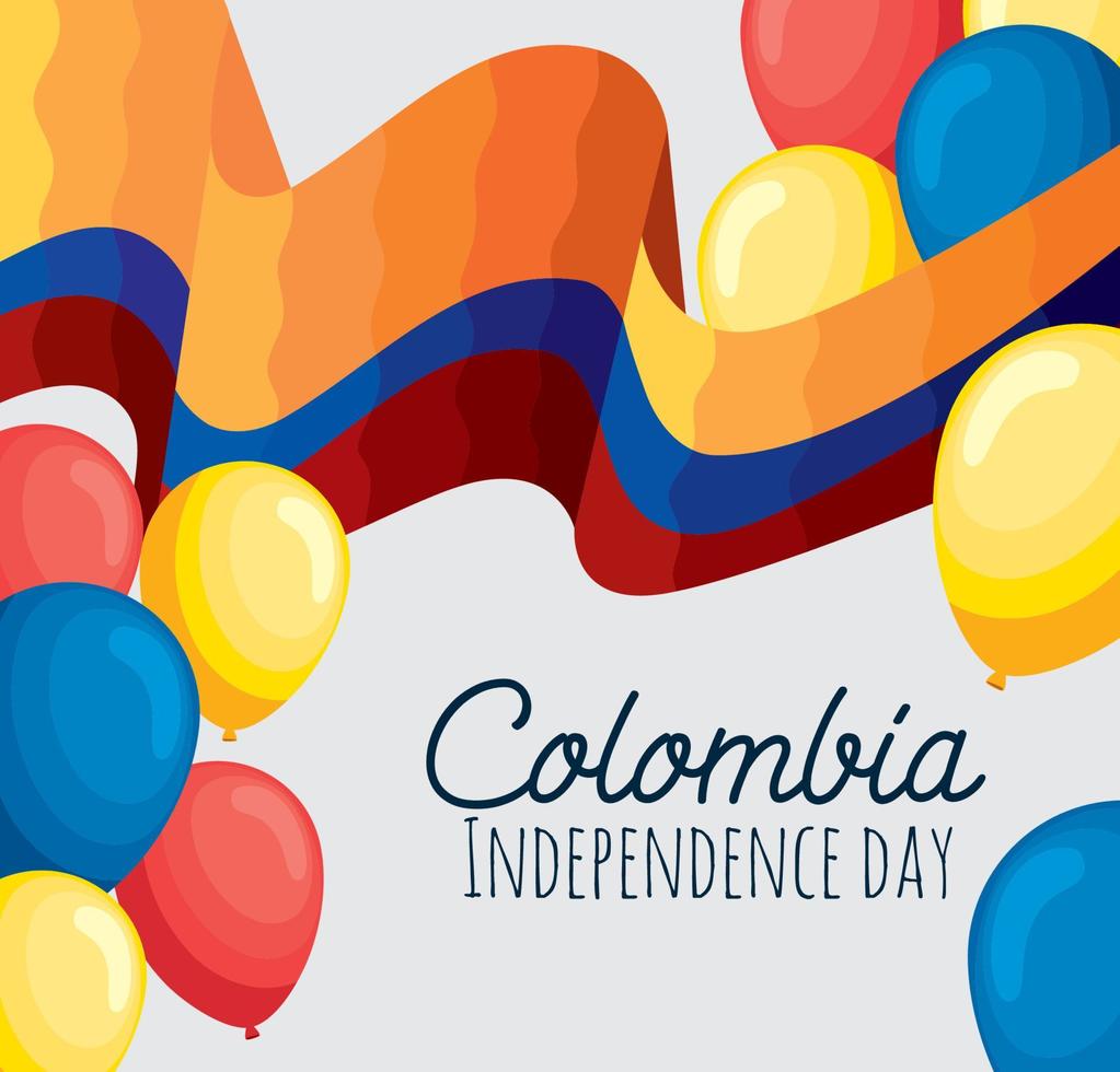 colombia independence day lettering card vector