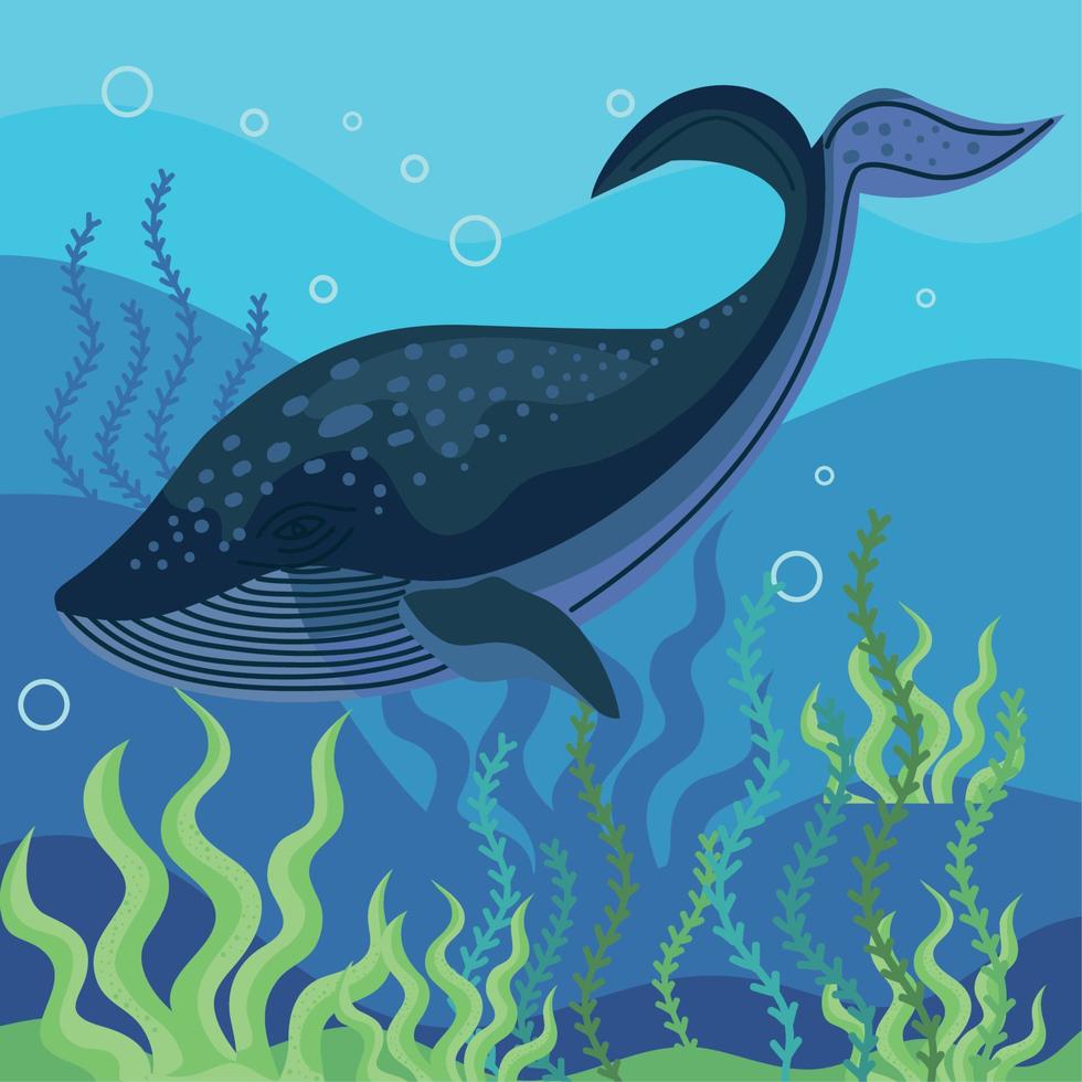 ballena salvaje bajo el mar vector