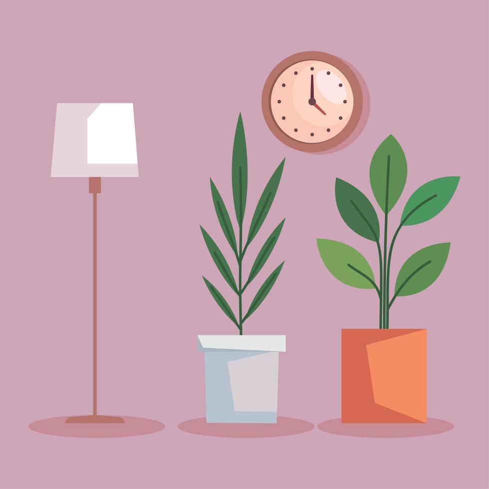 houseplants and lamp vector