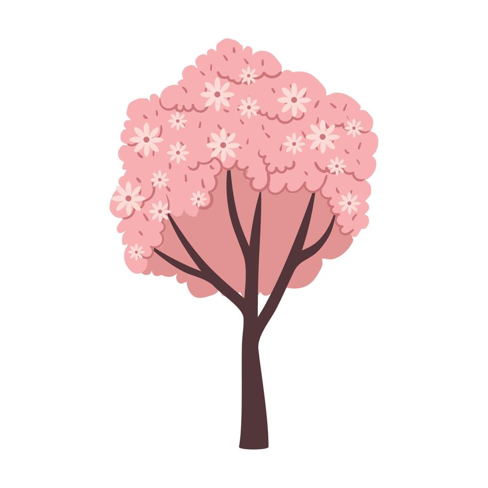 árbol con flores rosas vector