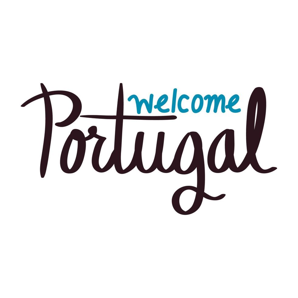 welcome portugal lettering calligraphy vector