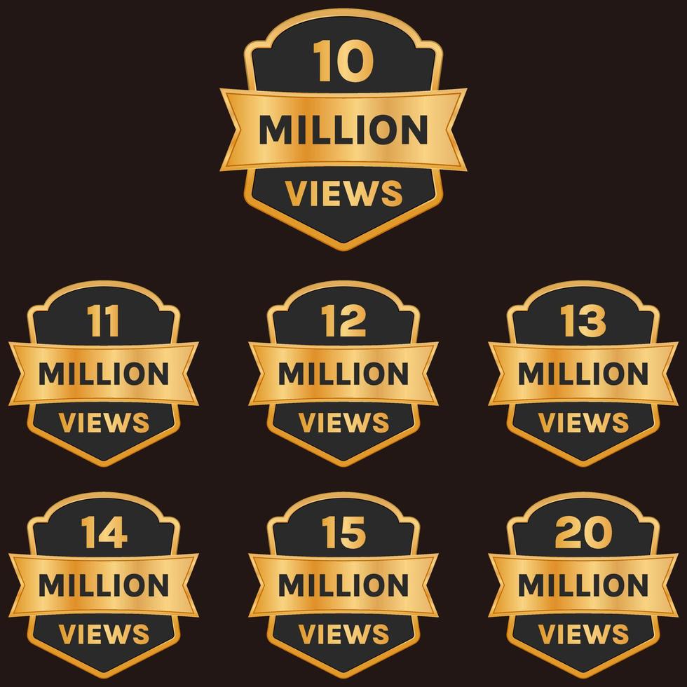 million views celebration banner vector set, 10 million plus views