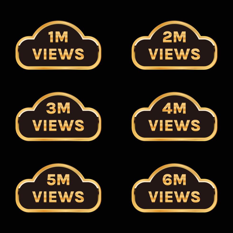 million views celebration banner vector set, 1 million plus views
