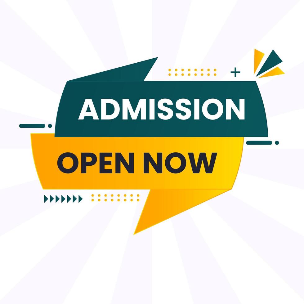 admission open now banner tag abstract shape school college university coaching vector