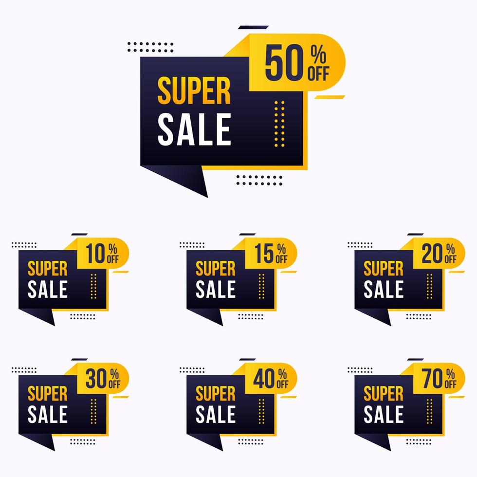 super sale banner  with different percent discount tag vector