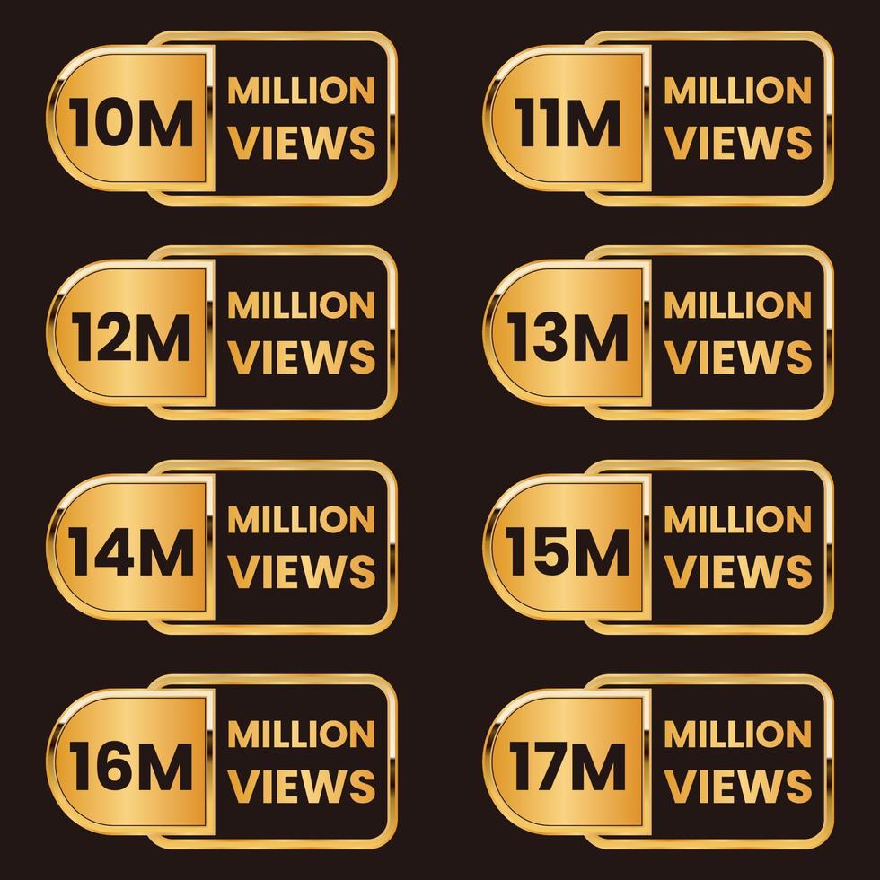 10 millones de vistas a más de 17 millones de vistas diseño de fondo de celebración conjunto vector, más de 10 millones de vistas gracias vector