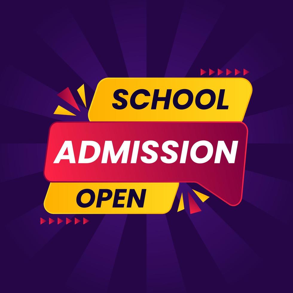 school admission open text promotional banner for social media post template vector