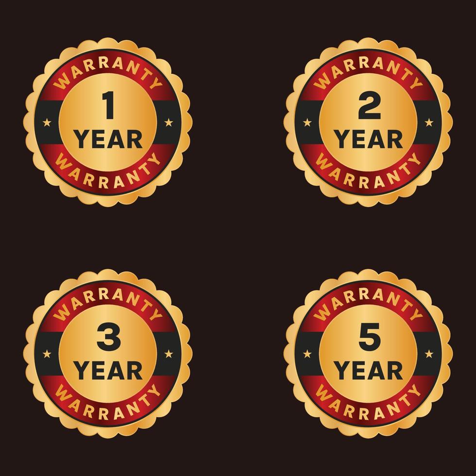 golden Warranty label set 1 year warranty to 5 years warranty badge set vector