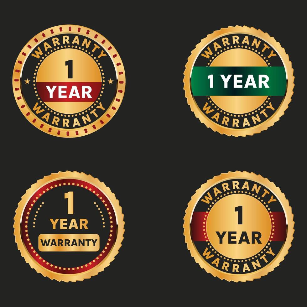 1 year warranty label badge image vector