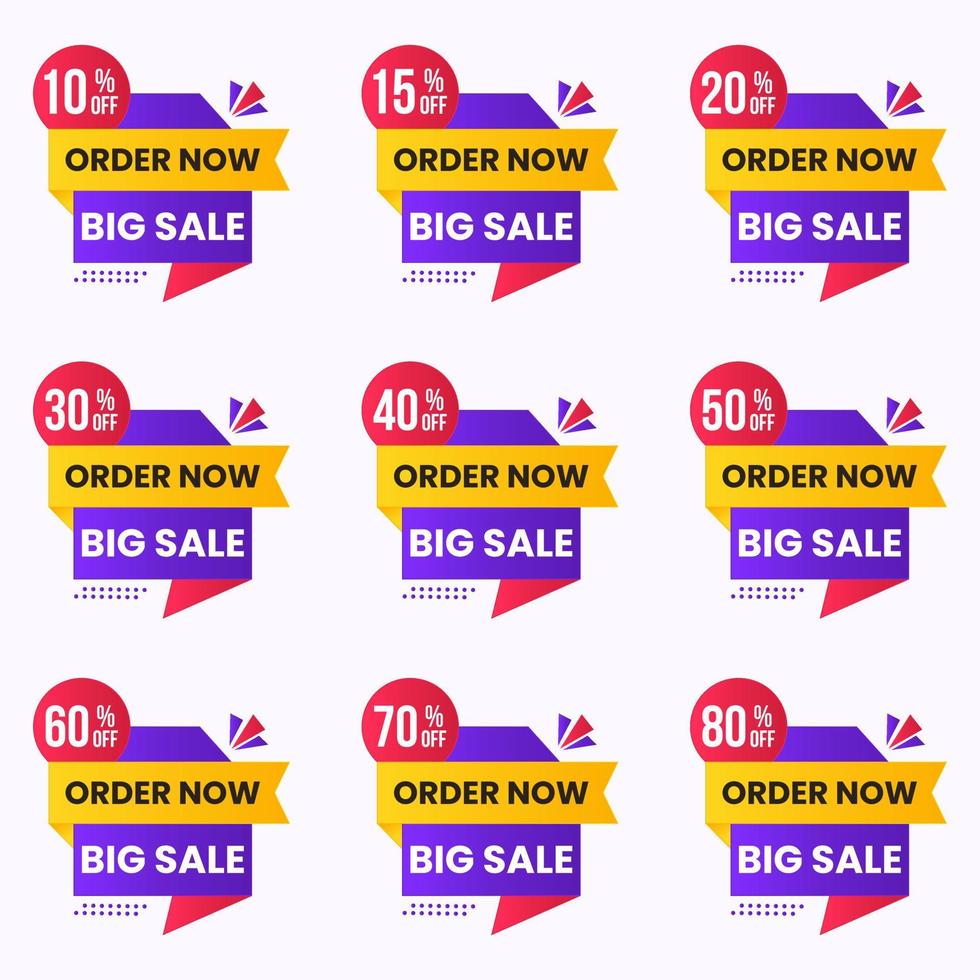 different percent discount sale label collection set vector