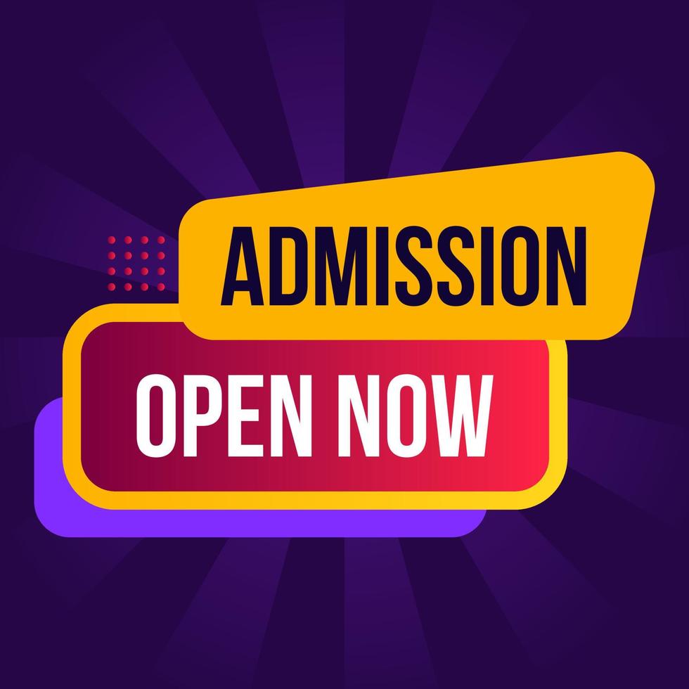 admission open now banner tag abstract shape school college university coaching vector