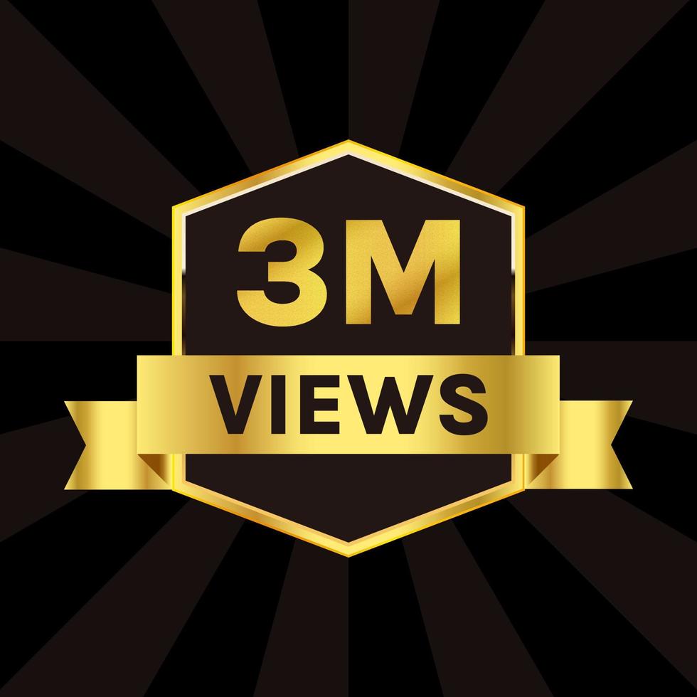 million views celebration background design, 3 million views label vector