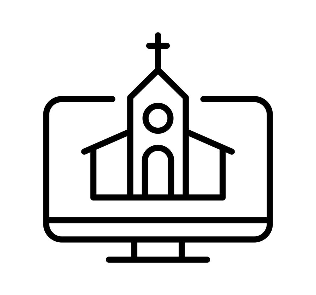 servicio de la iglesia en línea transmisión de video, capilla cristiana en  el monitor icono de vector plano de medios para aplicaciones y sitios web  11252188 Vector en Vecteezy