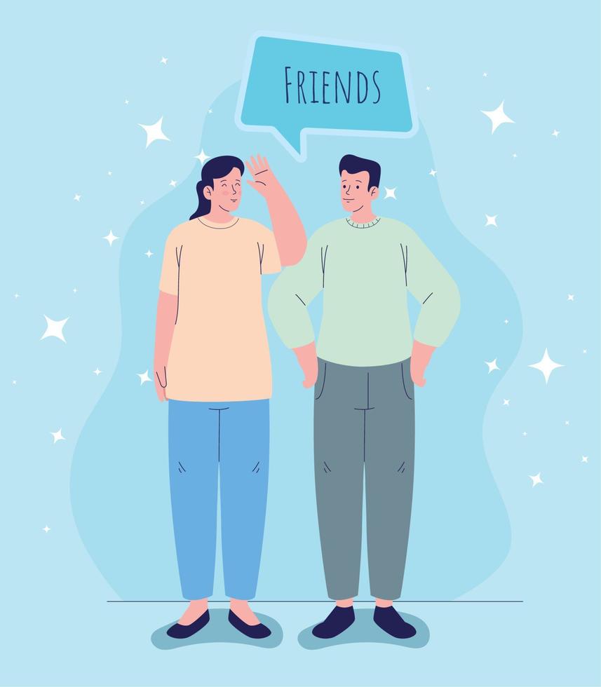 friends couple speaking vector