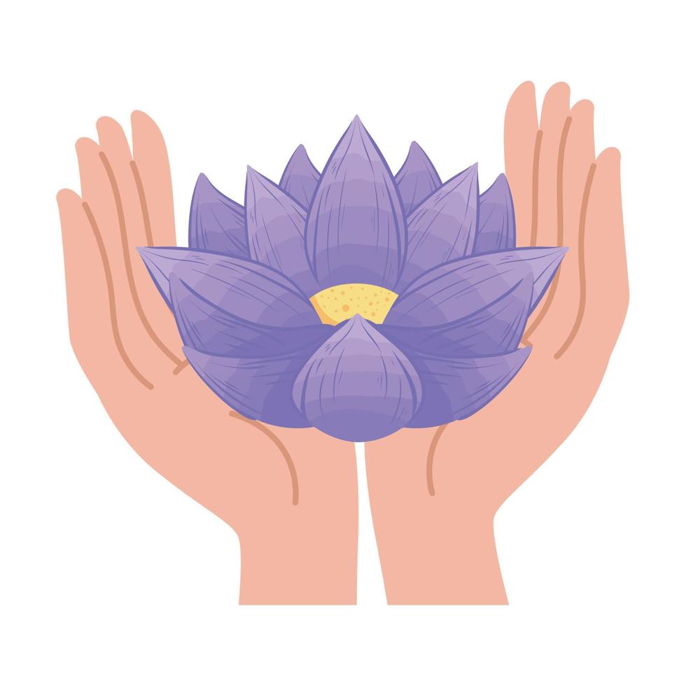 hands lifting lotus flower vector