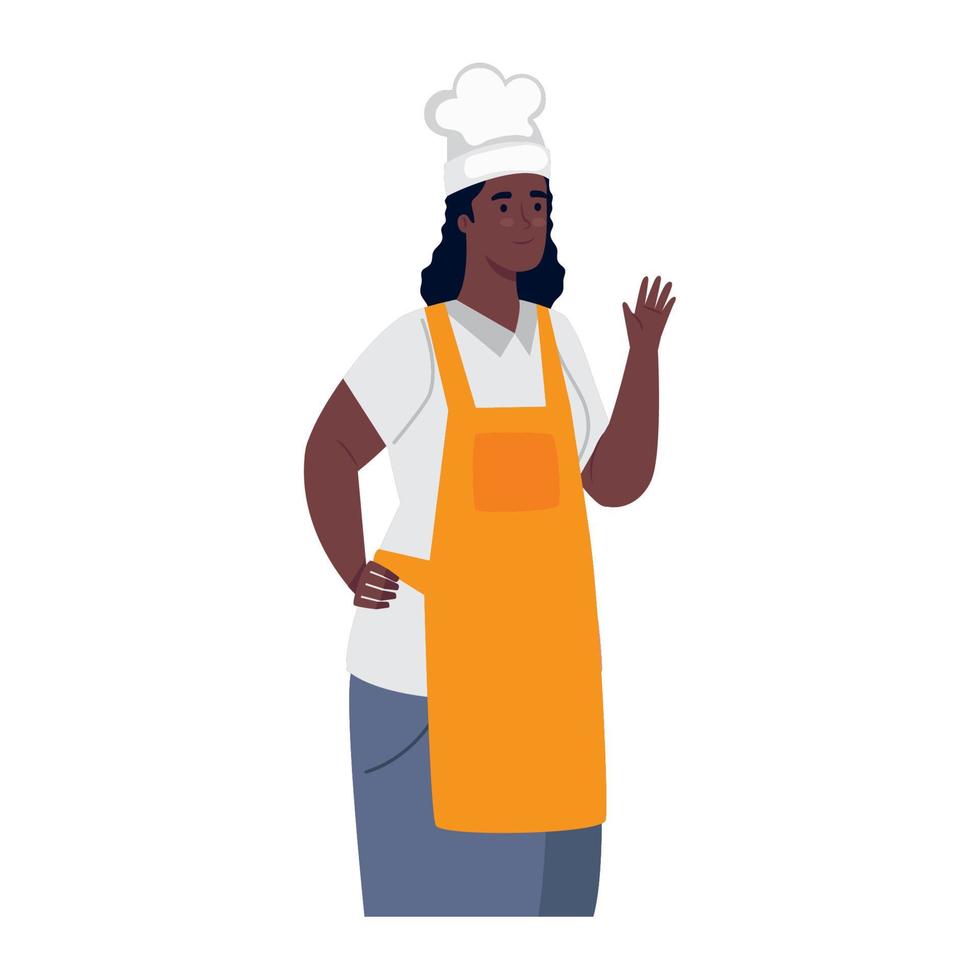 afro female chef worker vector