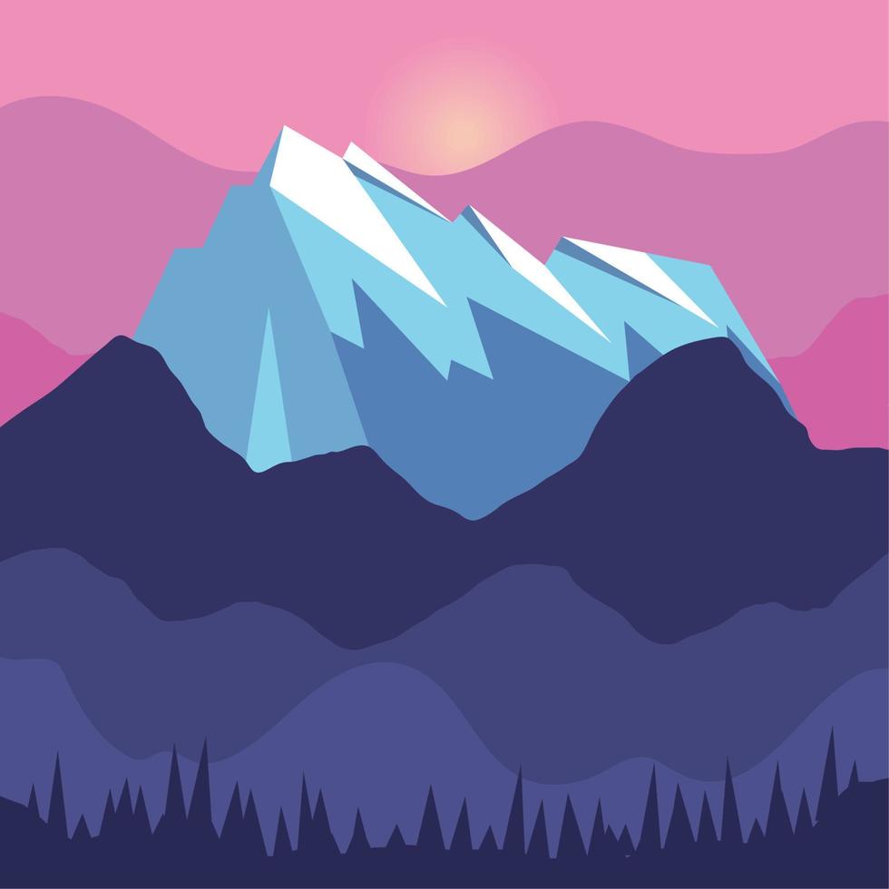 paisaje de montaña con nieve vector