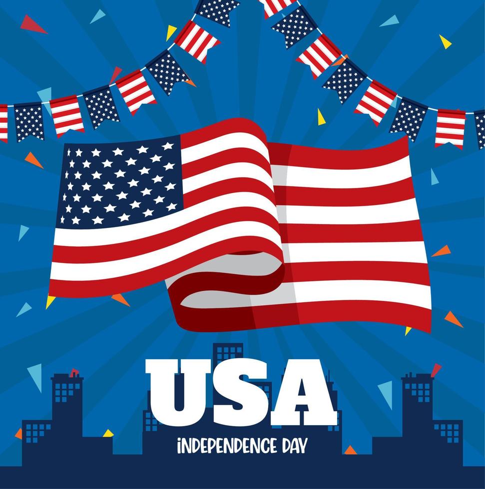 Usa independence day card vector