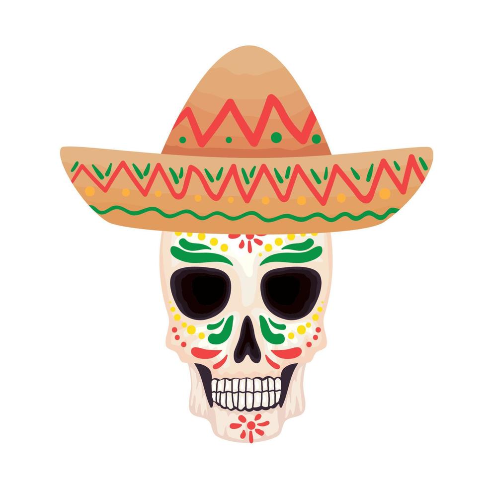 mexican mariachi skull vector