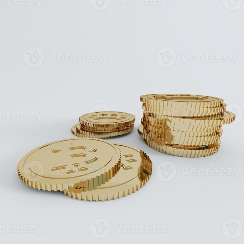 Backnote Money stack with gold coin in realistic 3D style. Business and finance design element, green paper dollars by 3d rendering. photo