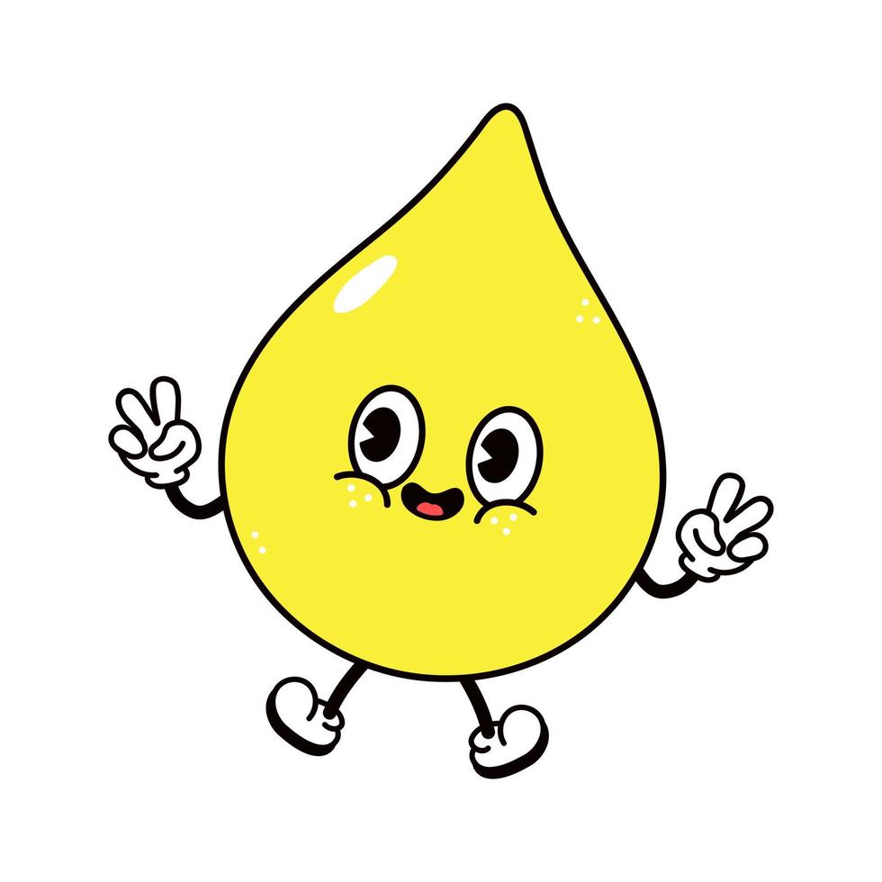Cute funny drop of urine jump character. Vector hand drawn traditional cartoon vintage, retro, kawaii character illustration icon. Isolated on white background. Drop of urine character concept